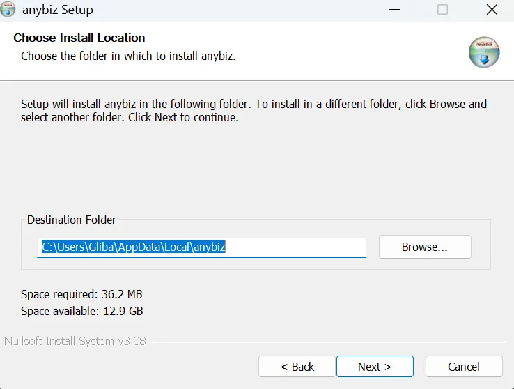 Choose Install Location
