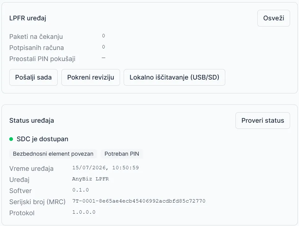 LPFR uređaj i status